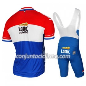 Conjunto Maillot + Culotte Corto con tirantes 2017 LottoNL-Jumbo Campeonato de los Países Bajos